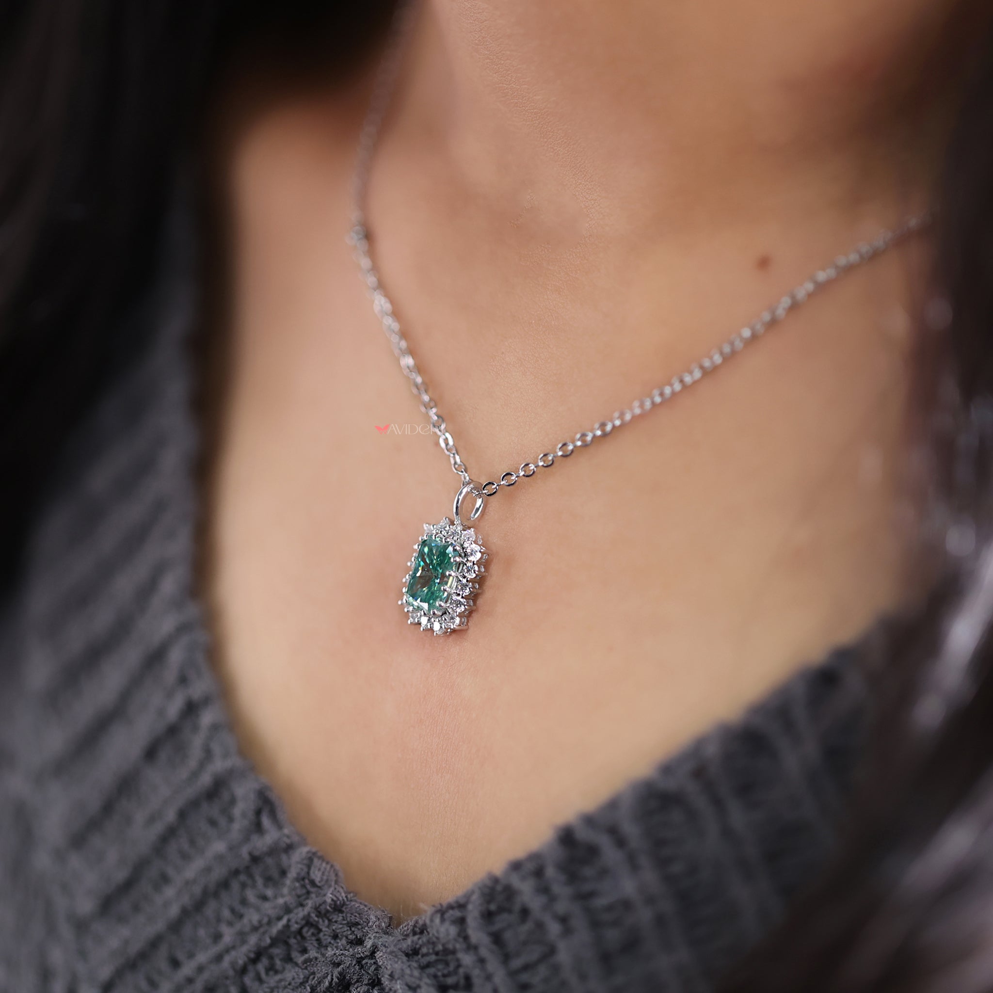 A prong setting pendant securely holds the stone while allowing maximum light reflection.