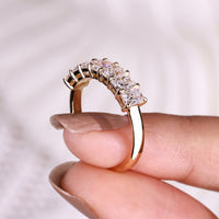 Yellow Gold 7 Diamond radiant cut wedding band
