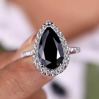 Black Moissanite Engagement Ring With Halo Style