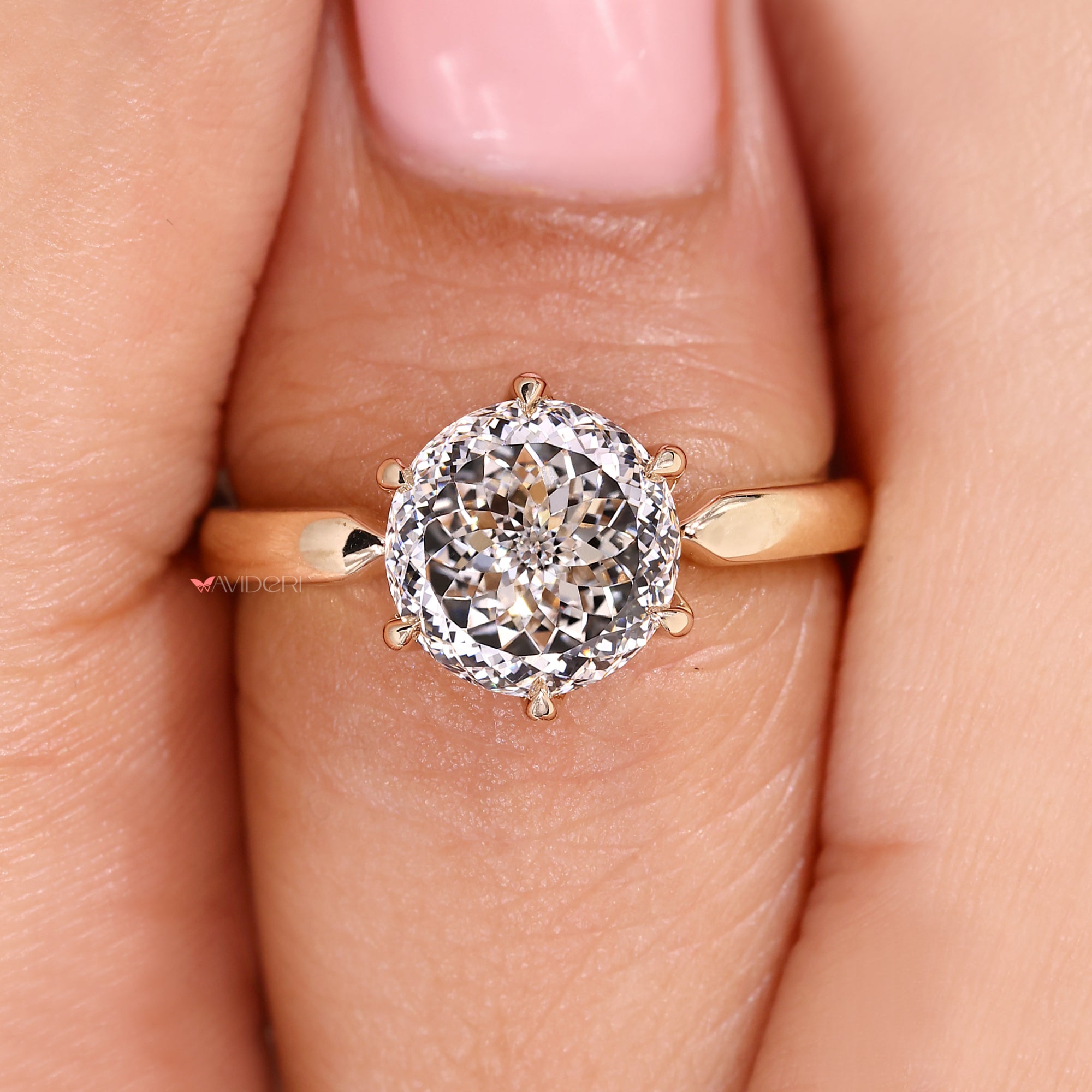 Solitaire Portuguese Cut Diamond Ring