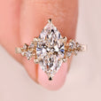 Marquise diamond engagement ring crafted with lab grown stones.