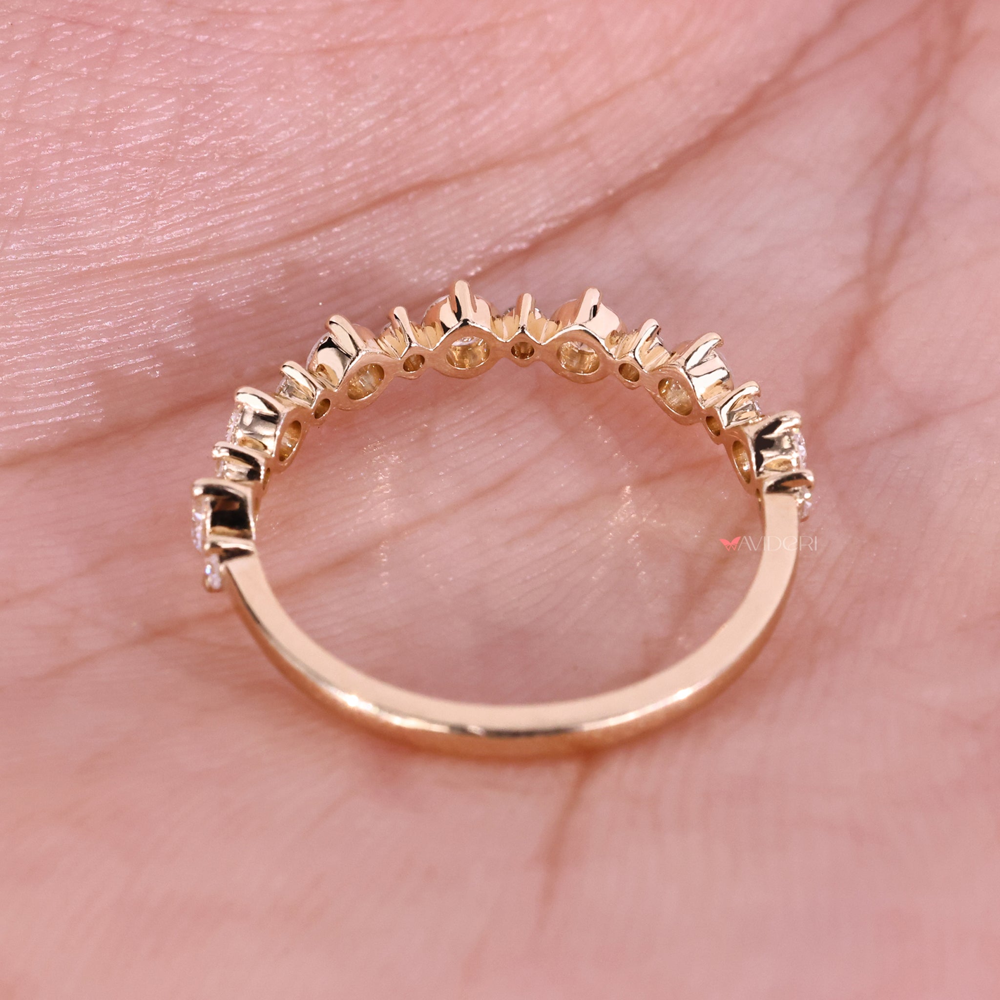Stunning Yellow Gold Wedding Band with radiant diamonds for a warm, classic look.
