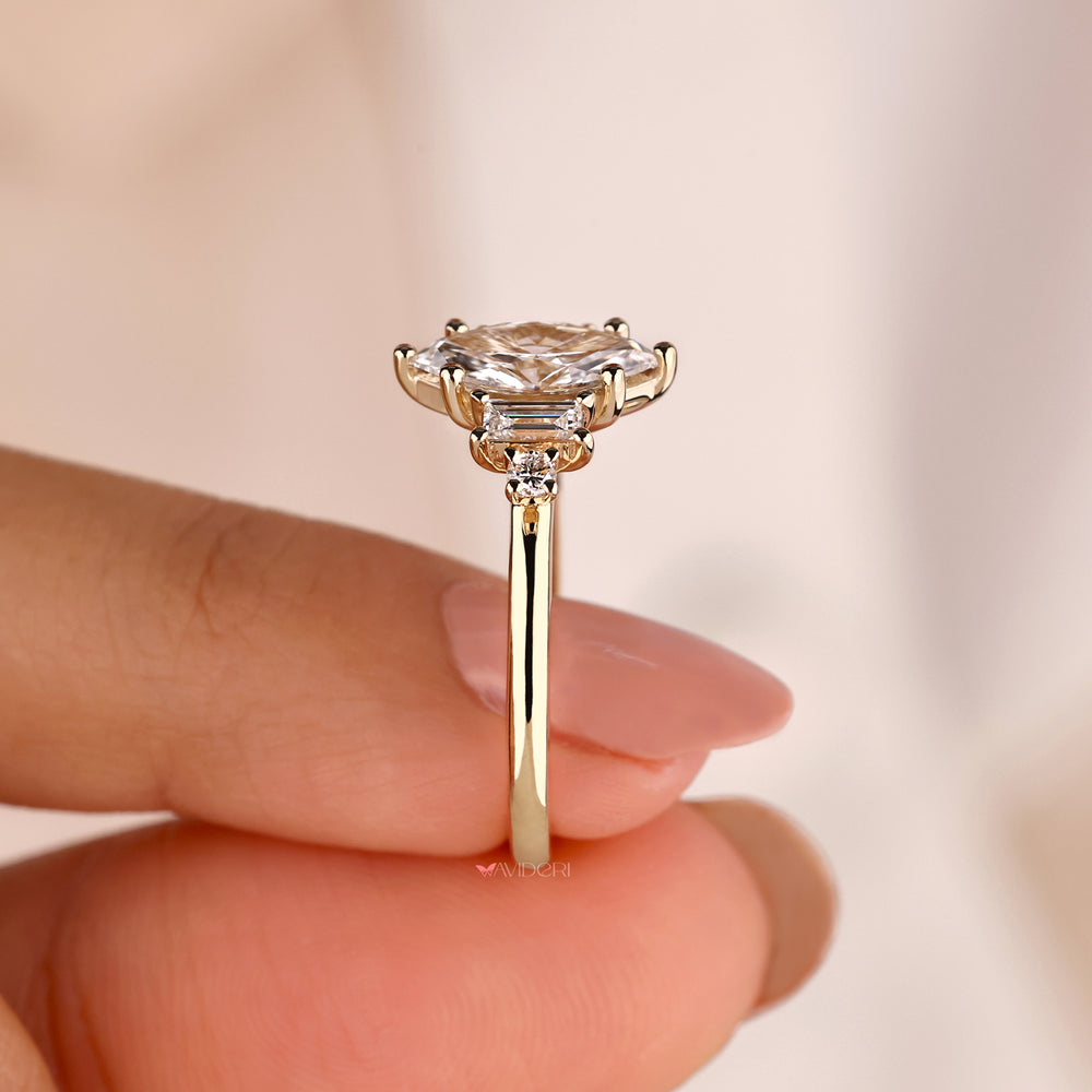 Yellow gold ring with a 6 prong diamond ring.
