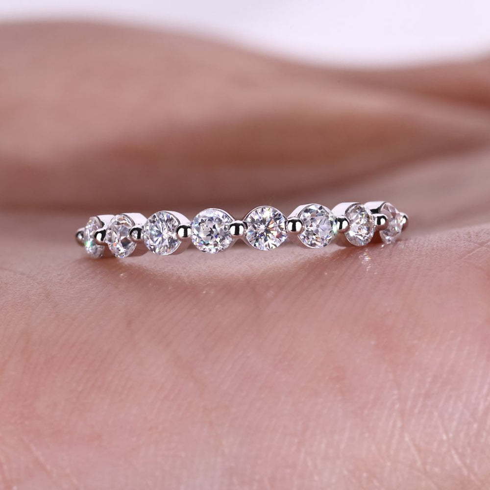 Round old European cut band, round moissanite cut band, handmade band.