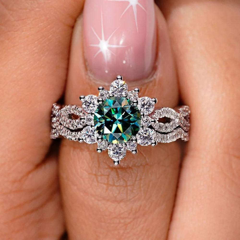Halo cluster ring has small stones around the center for extra sparkle.