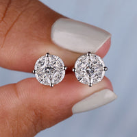 Princess Cut Moissanite Earrings In Circle Shape Design