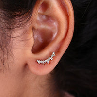 Crawler Stud Earrings In Baguette Round Cut