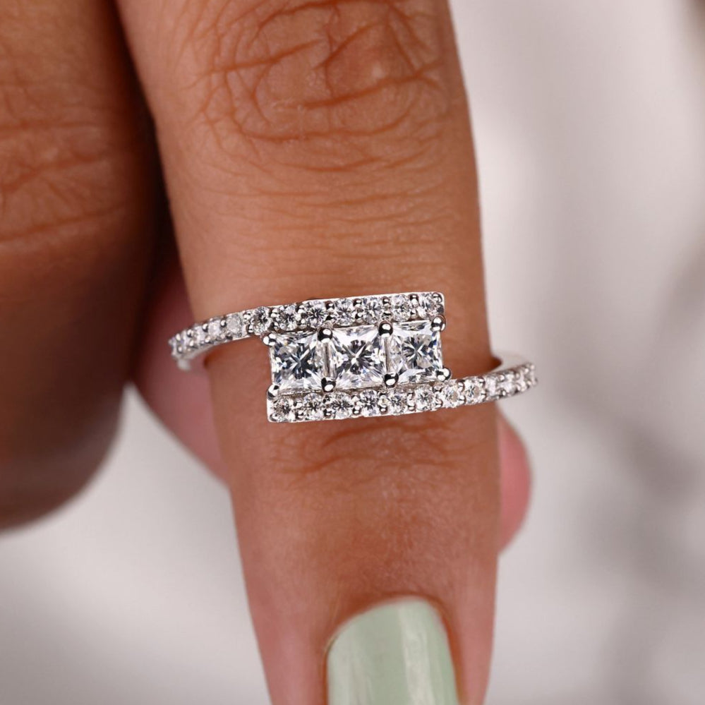 Princess cut moissanite ring, princess moissanite ring, handmade ring
