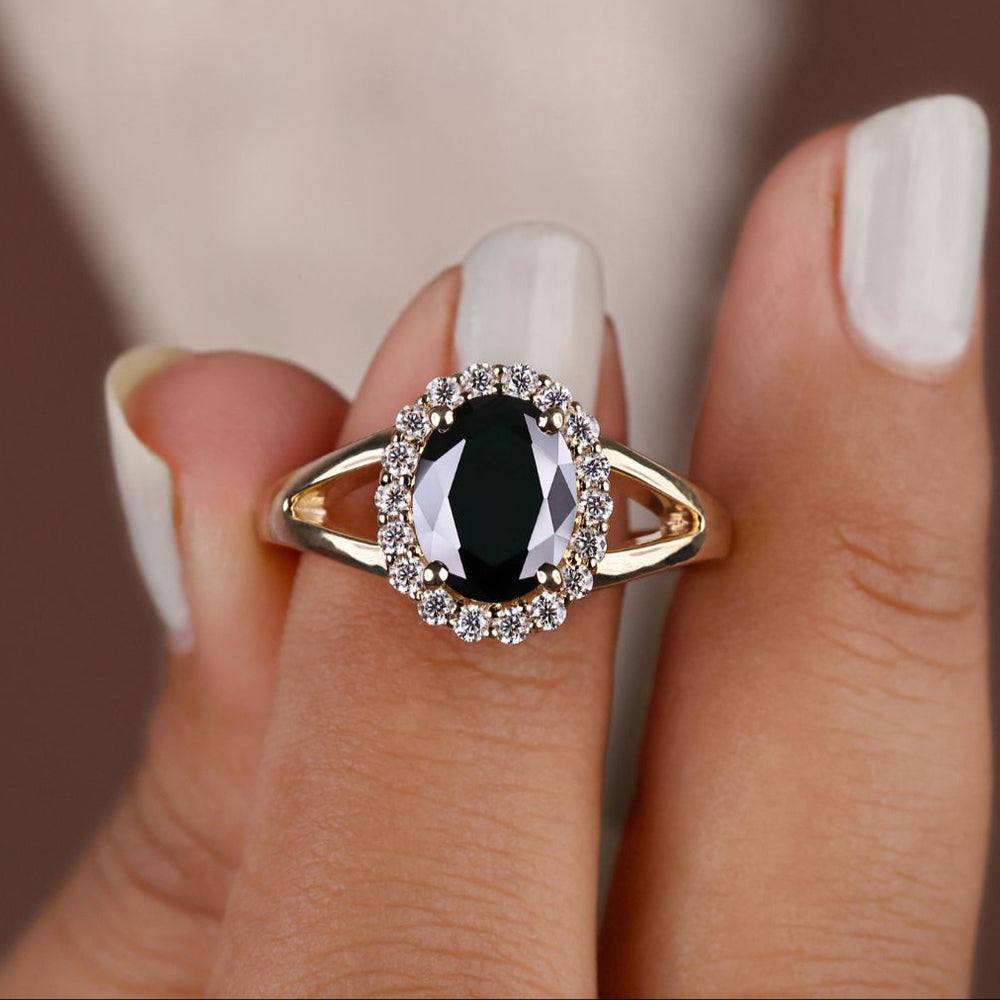 Oval cut moissanite ring with stunning clarity and brilliance.
