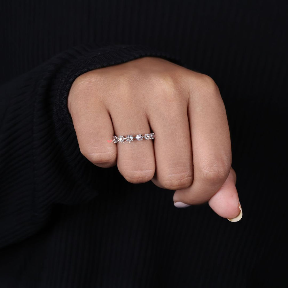 White gold wedding band offers sleek shine and timeless appeal for daily wear.
