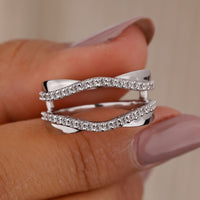 Wrap Guard Round Moissanite Wedding Band