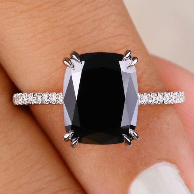 Elegant cushion cut engagement ring with a timeless design.
