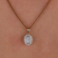 Sunburst Halo Oval Shape Wedding Pendant