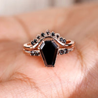 Rose Gold Bridal Set – Coffin and Round Cut Moissanite