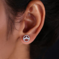 Unique Halo Stud Earrings In white Gold