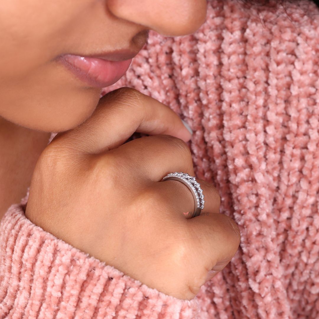 Handmade jewelry featuring intricate diamond settings.
