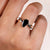 Beautiful coffin ring featuring a high-quality diamond center stone.
