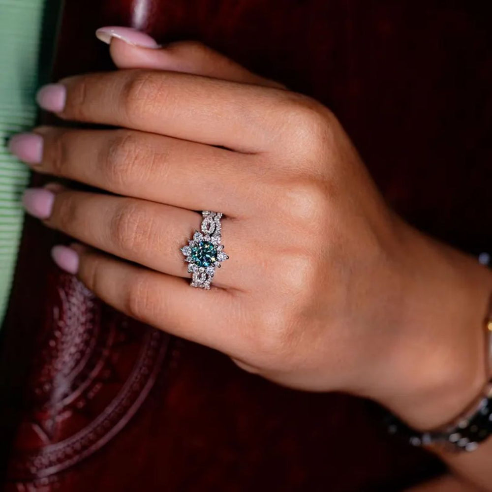 Diamond cluster ring features many stones grouped for a bold look.