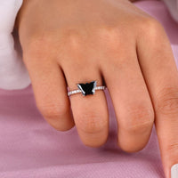 Black Butterfly Ring in Rose Gold Pave Setting