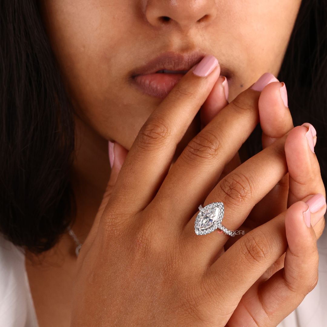White gold engagement ring with a graceful silhouette
