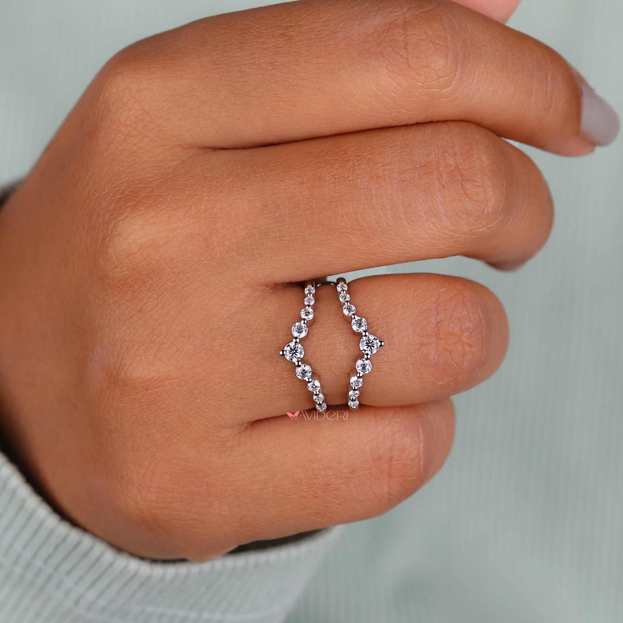 Double row pave wedding band with endless shine.
