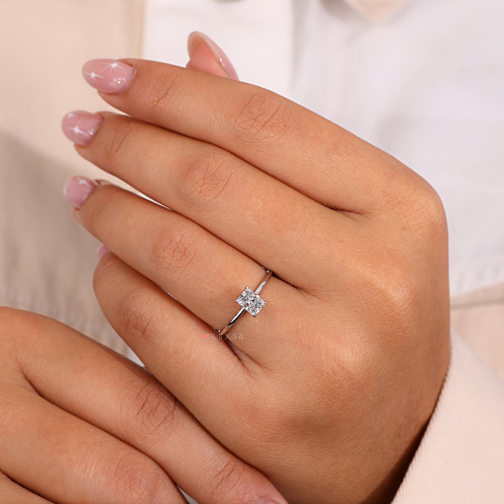 Radiant diamond ring featuring a brilliant centerpiece
