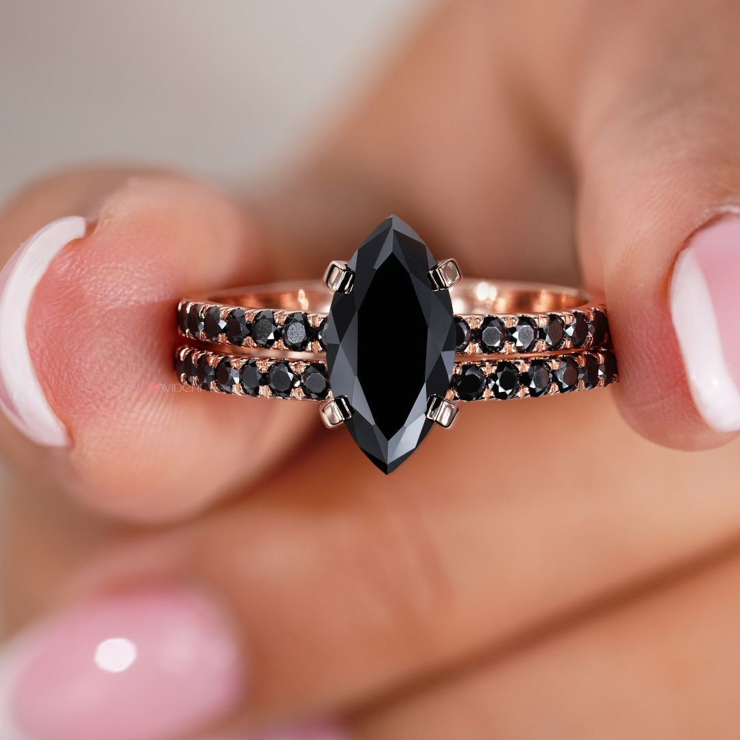 Marquise ring showcasing a unique hidden halo design for added sparkle.