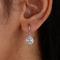 Round Cut Moissanite Halo Earrings in Wire Hook style