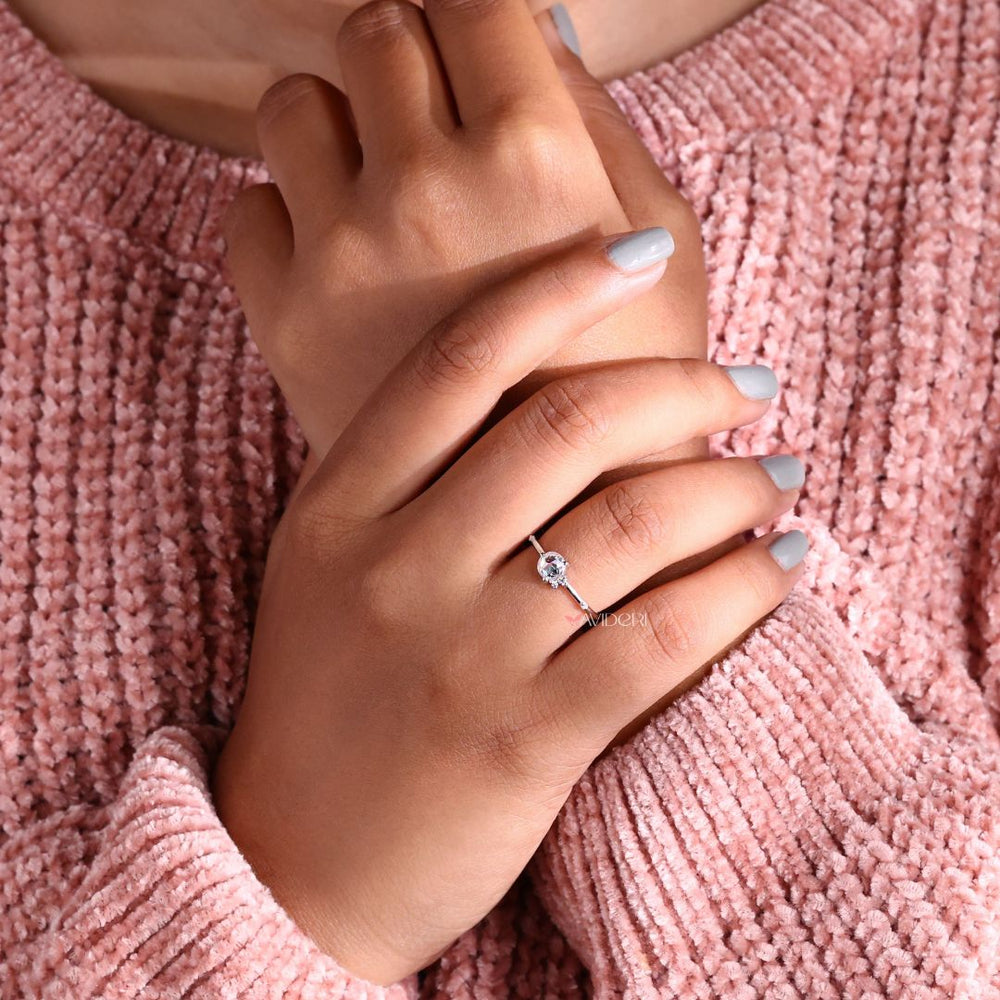 Muse round rose cut ring featuring exquisite details.
