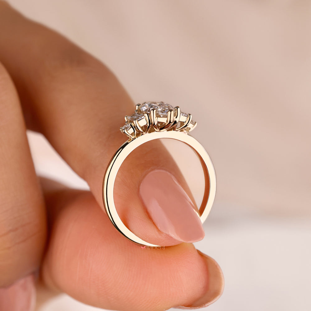 Diamond baguette ring with a round diamond engagement ring.
