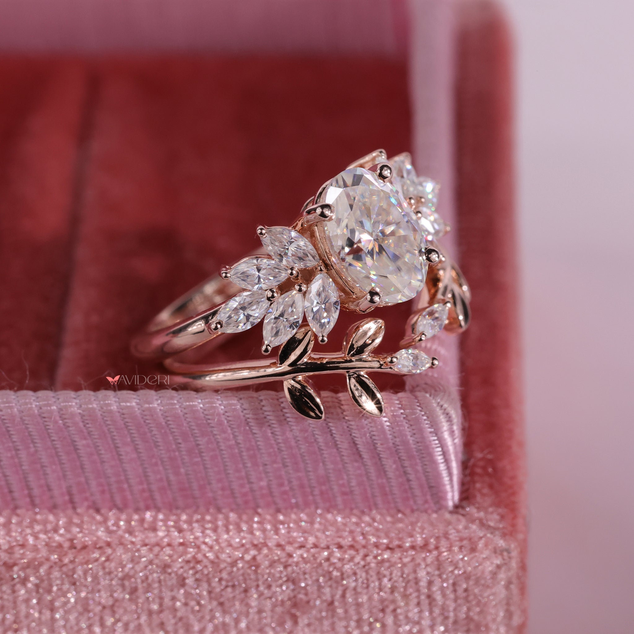 Marquise cut ring in a muse setting for a unique bridal look.
