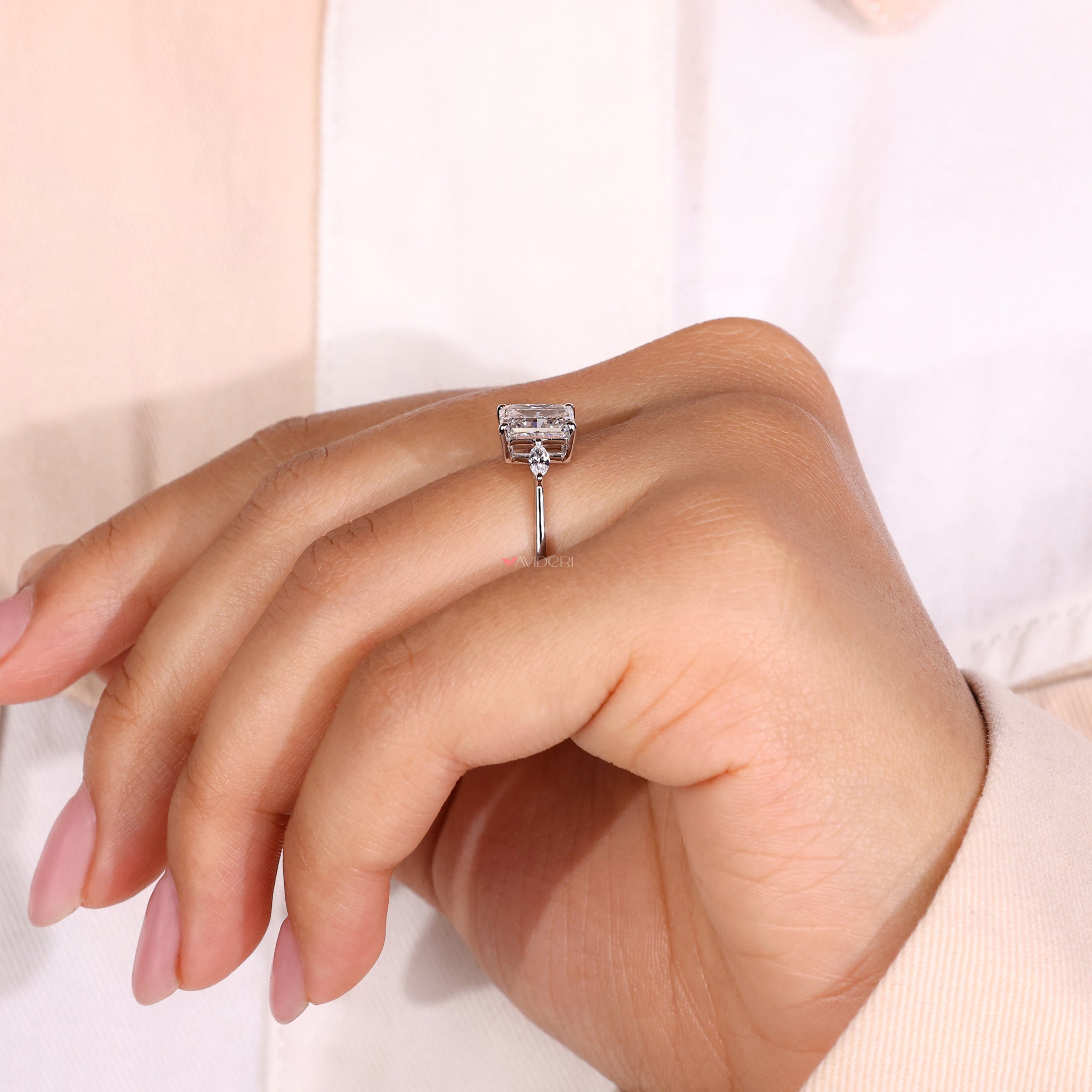 Classic radiant cut ring in a sleek setting
