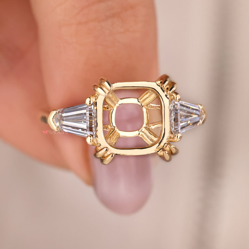 Handmade jewelry with bullet cut side stones.
