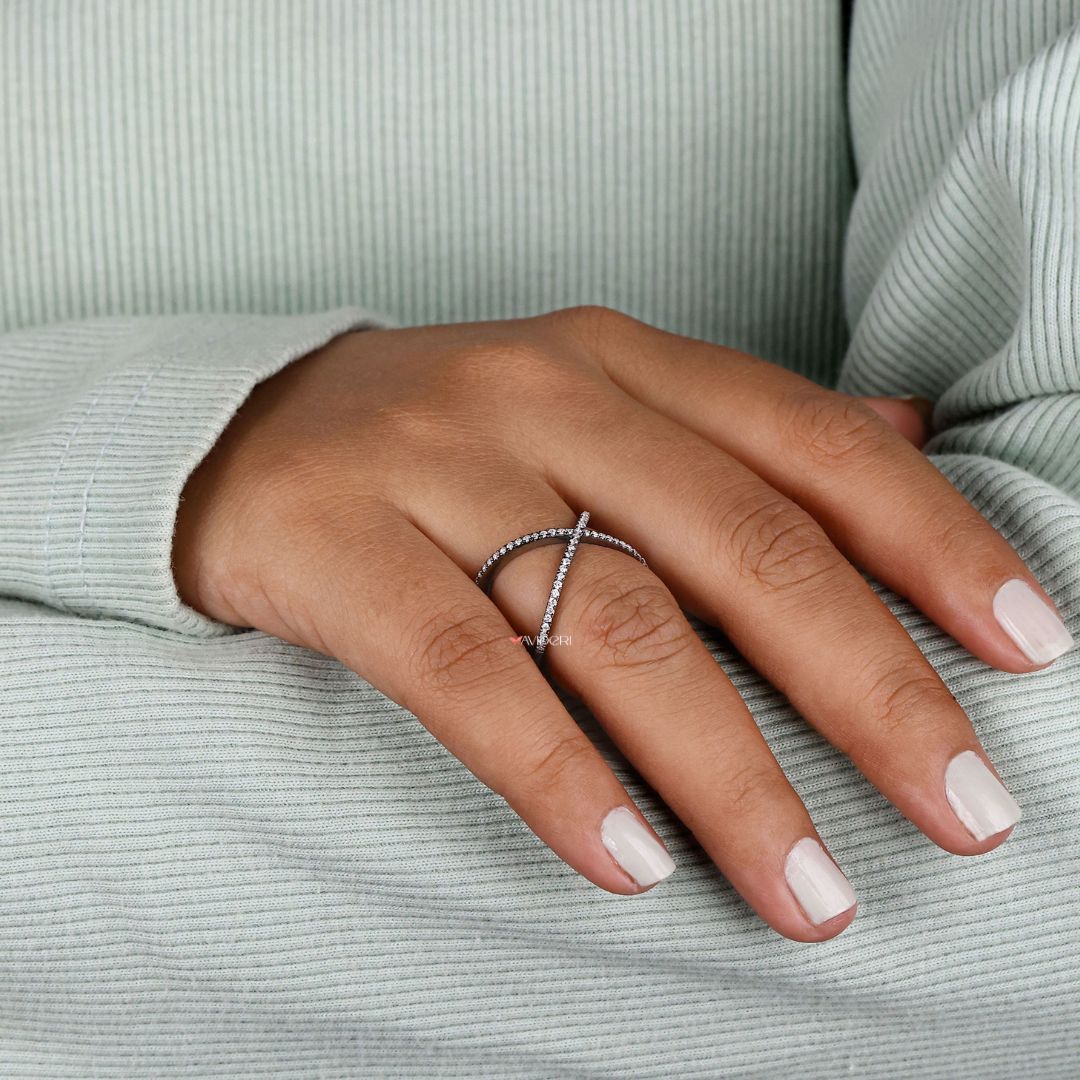 Moissanite wedding band shines with brilliant clarity and eco-friendly beauty.

