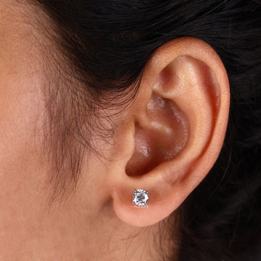 The cushion cut stud earrings offer a timeless and classic design.
