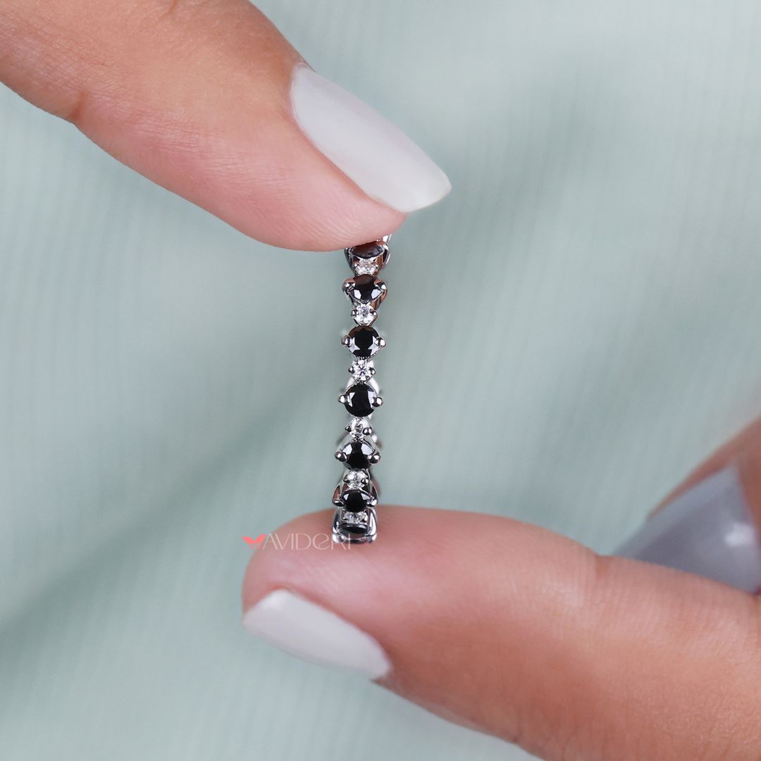 Moissanite Eternity Band, black moissanite wedding band, Full Eternity Band
