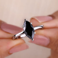 Marquise Black Moissanite Ring White Gold