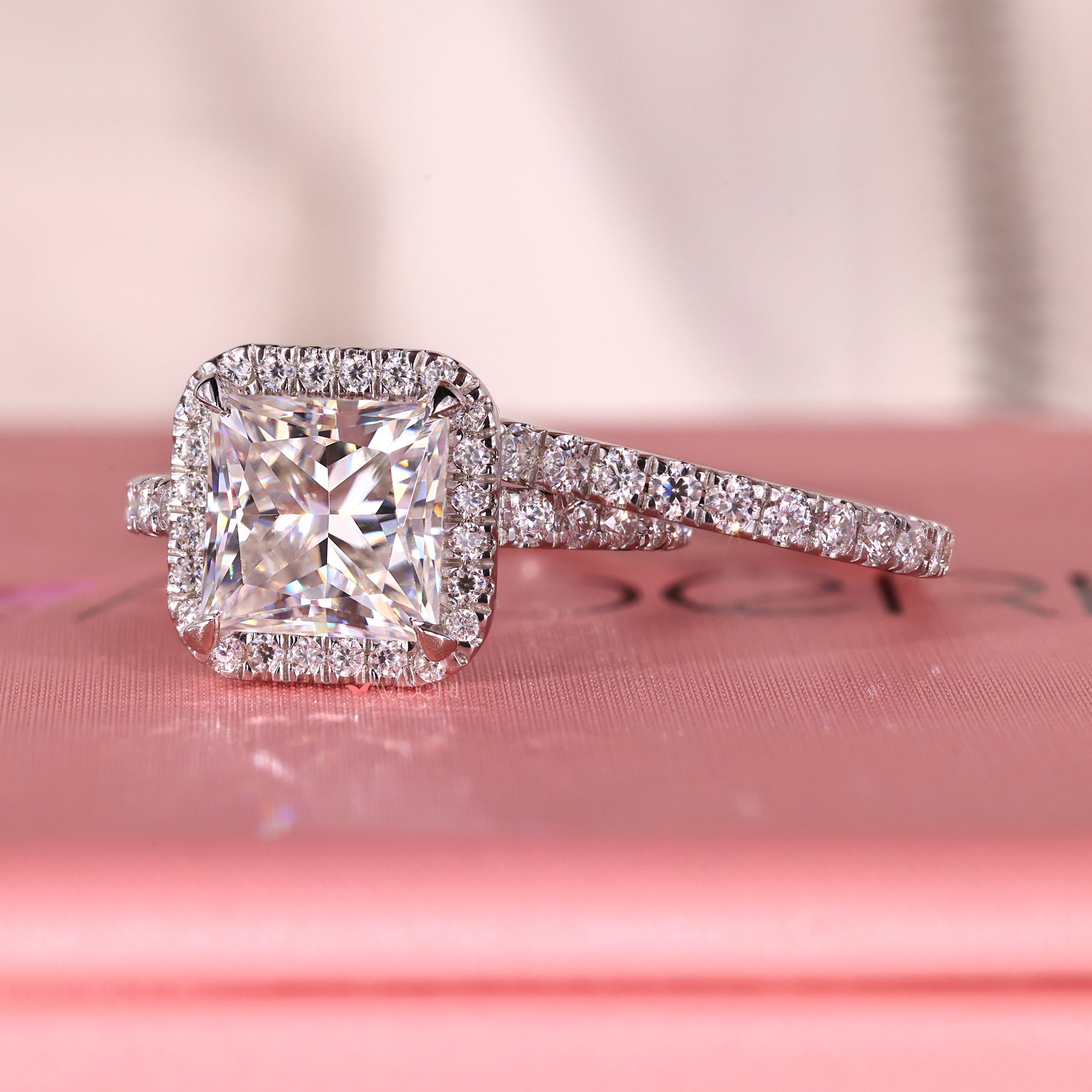 Stackable band with 3/4 eternity wedding band.
