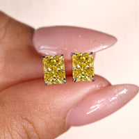 Moissanite Stud Earrings - Canary Yellow