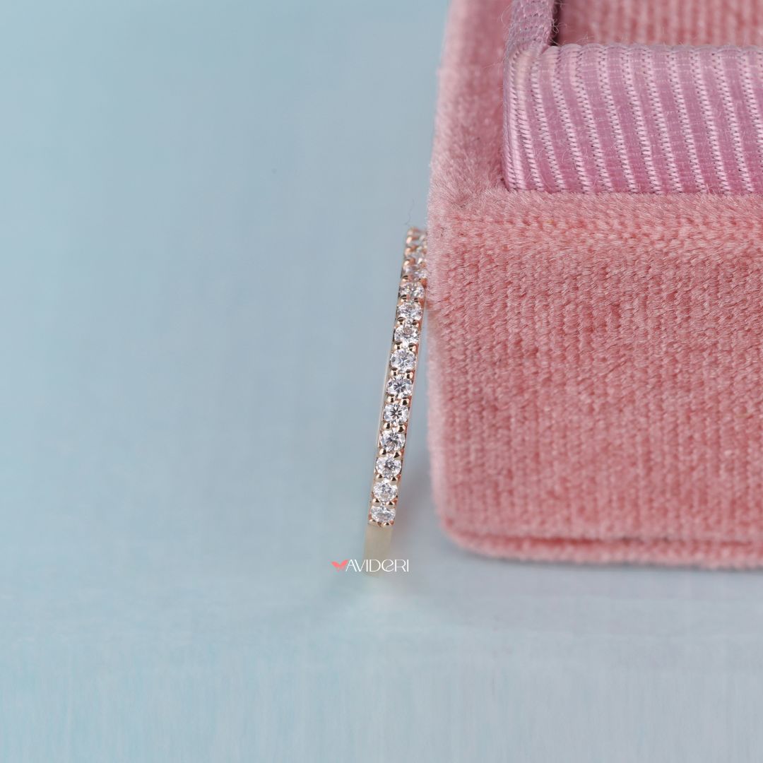 Custom wedding band reflects personal style with handcrafted precision.
