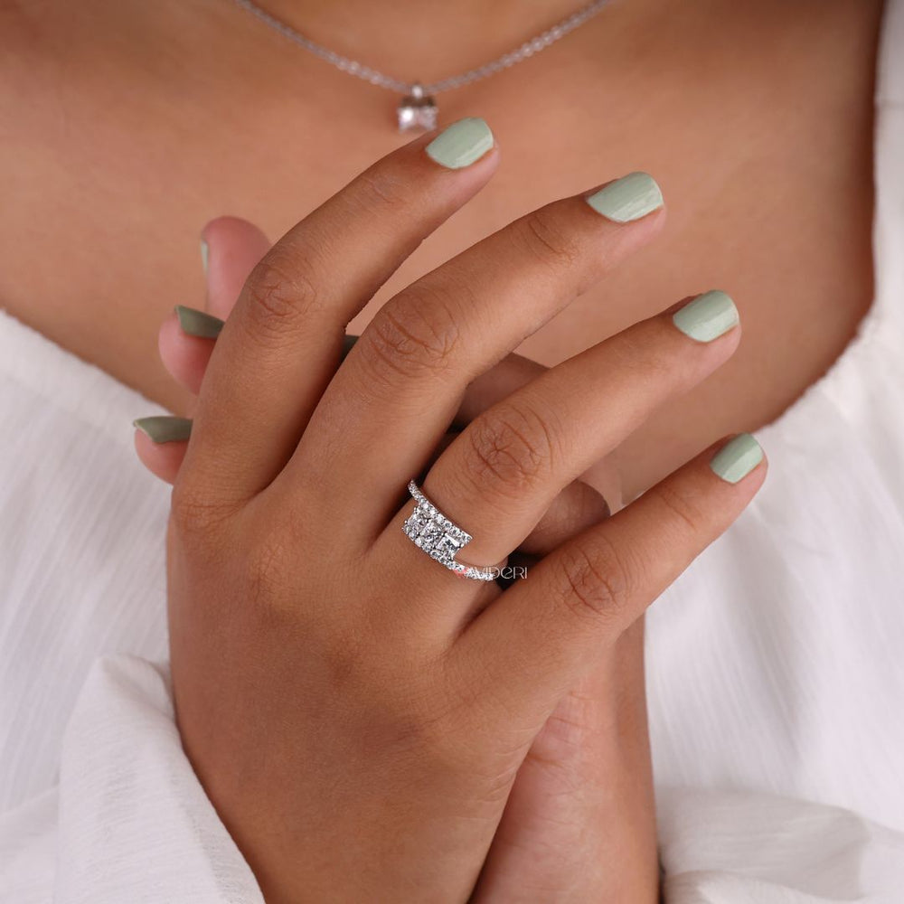 Round cut ring, moissanite bypass ring, moissanite wedding ring
