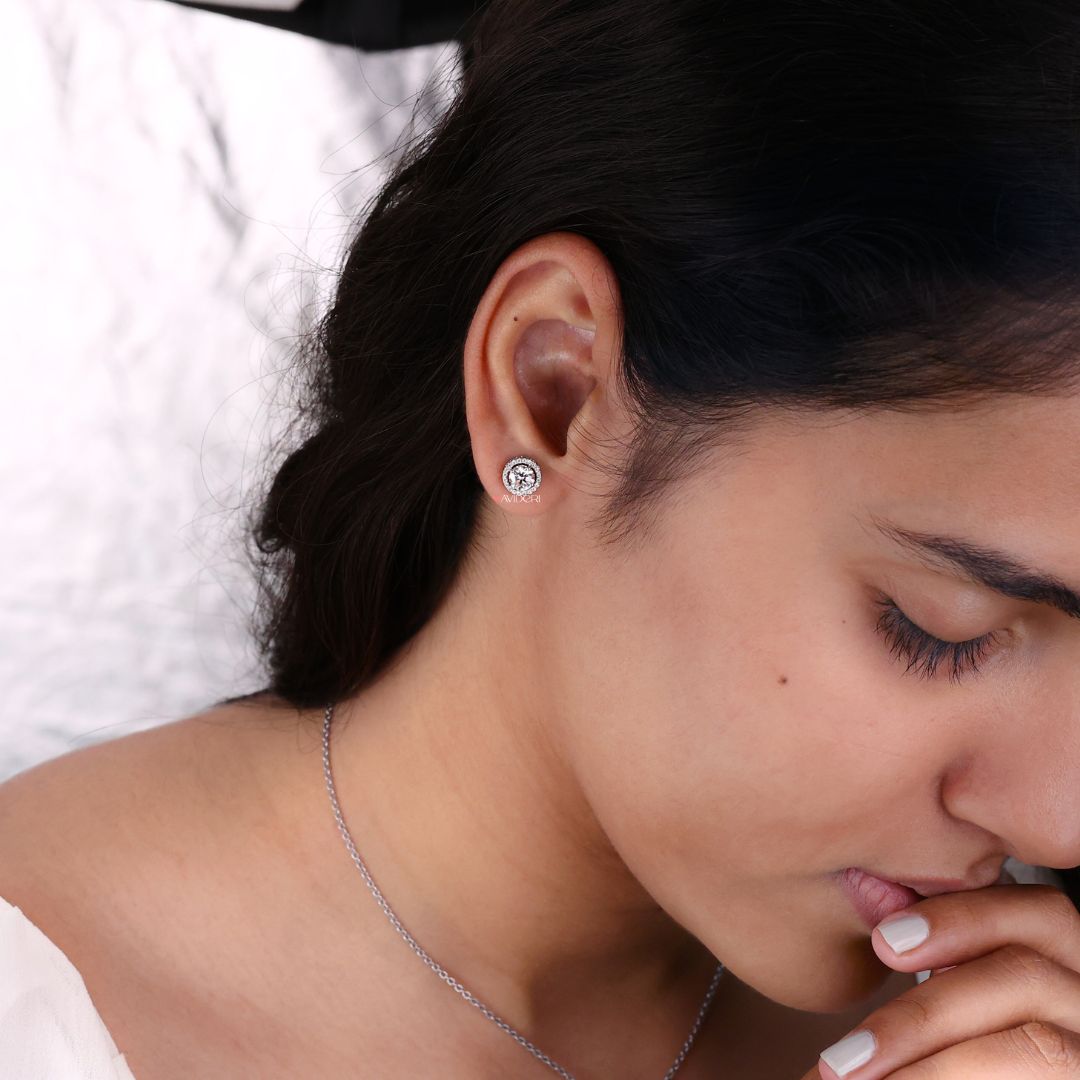 Round Cut Earrings, showcasing a timeless round cut design for a classic and elegant look.