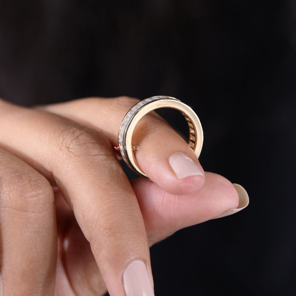 Yellow gold wedding band offers rich color and timeless appeal for everyday wear.

