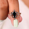 Coffin ring featuring a stunning black moissanite stone for bold elegance.