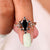 Coffin ring featuring a stunning black moissanite stone for bold elegance.