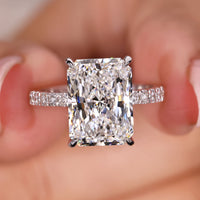 4 Carat Radiant Cut Diamond Ring Pave Setting