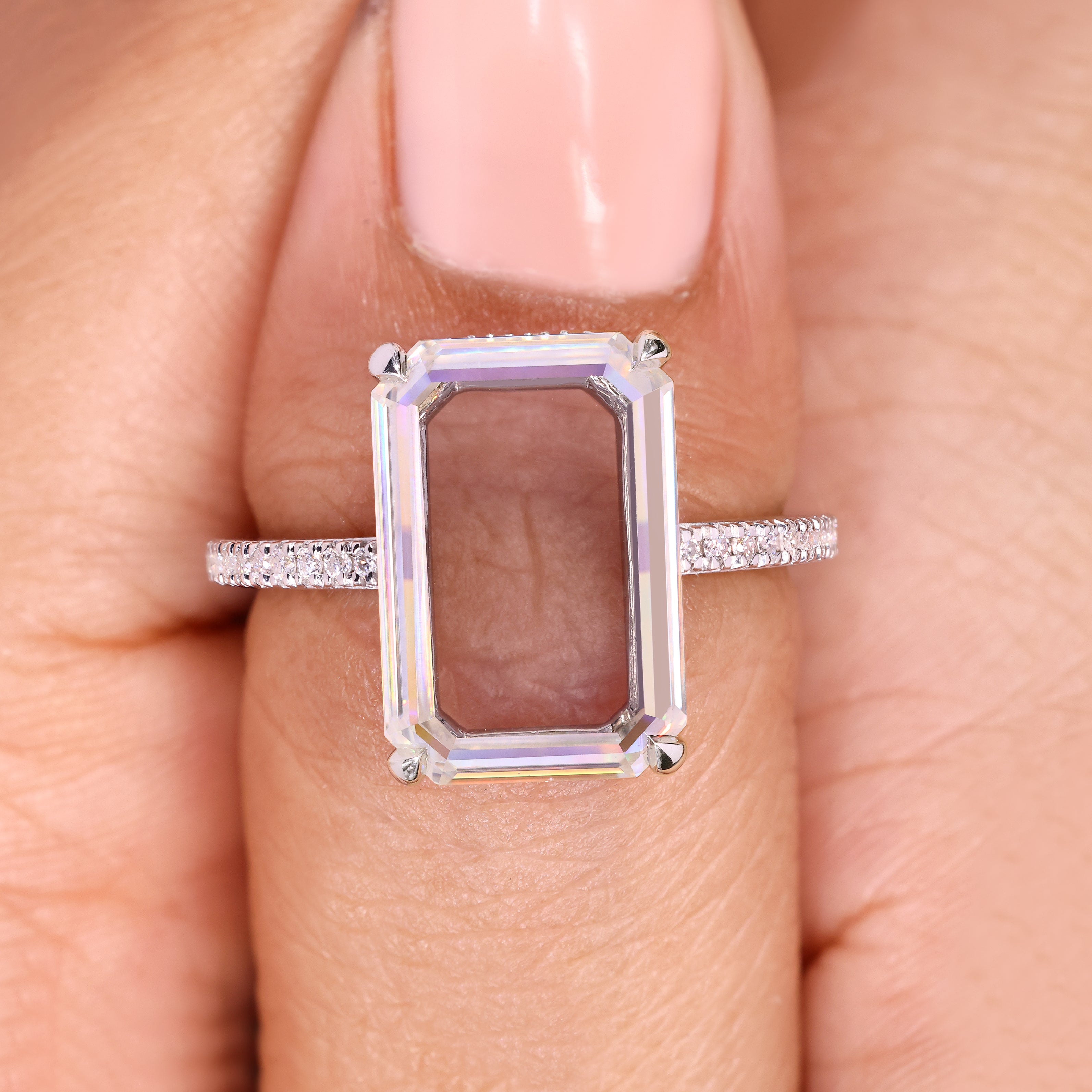 Moissanite wedding ring, pave setting ring, avideri engagement ring
