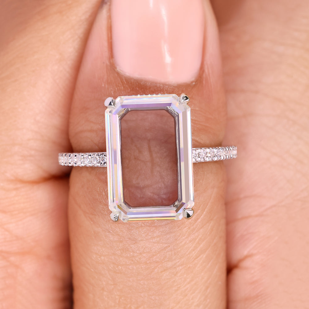 Moissanite wedding ring, pave setting ring, avideri engagement ring

