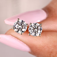 5mm Round Cut Diamond Stud Earrings In Yellow Gold