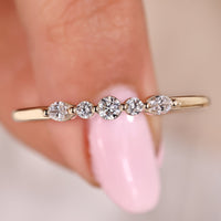 Oval And Round Diamond 5 Stone Wedding Band